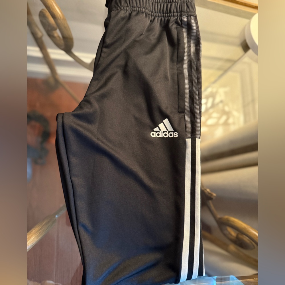 Adidas Men’s Black Joggers with White Stripes